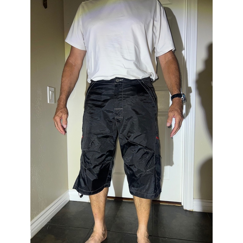LA Cable Extreme Cable Jeans Co Mens 34 Black Tech Cargo Shorts Y2K Streetwear - Picture 16 of 16